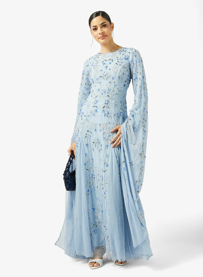 MARYISA  Cape Sleeve Sequin Maxi Dress for Women | Best Price UAE